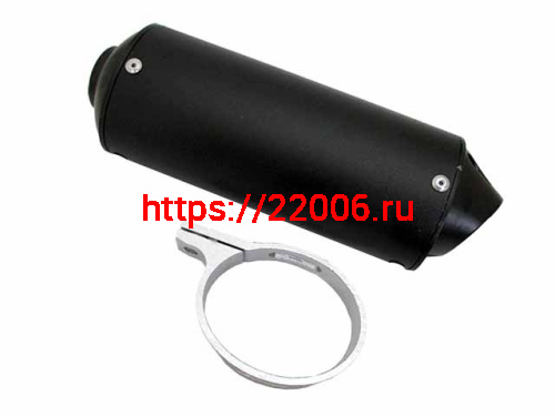 Глушитель эллипс черный с кронштейном 38мм