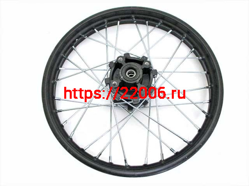 Диск колеса задний стальной на спицах 17" обод черный, дисковый тормоз ось 15мм KAYO-250 T-2