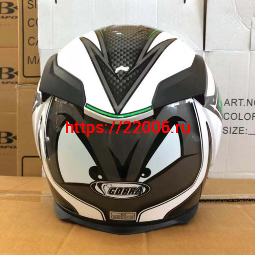 Шлем интеграл COBRA JK311, белый с черным и зеленым(9), размеры XL фото 3