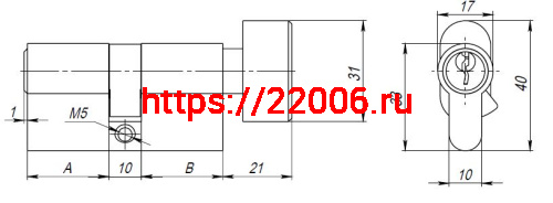 Цилиндровый Ajax (Аякс) механизм (AX102/60) AX1002Knob60 (25+10+25) CP хром с вертушкой фото 3