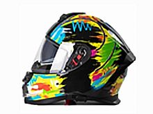 Мотошлем VIRTUE MD-820 закрытый с визором черный с разноцветным рисунком (XS)