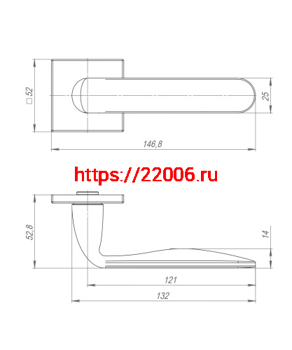 Ручка Punto (Пунто) раздельная K.ARC.Q52.EXTRA BL-24 черный ТРОСИК фото 3