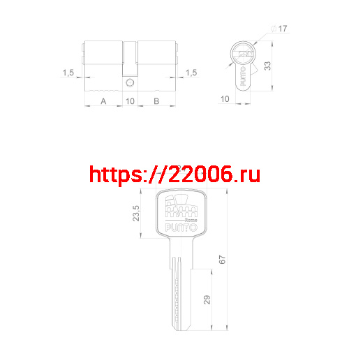 Цилиндровый Punto (Пунто) механизм Z3000Key80(30+10+40) СP хром фото 3 Цилиндровый Punto (Пунто) механизм Z3000Key80(30+10+40) СP хром фото 3