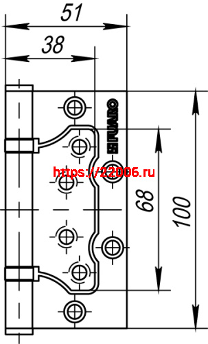 Петля Fuaro (Фуаро) универсальная без врезки IN4500W AC (500-2BB 100x2,5) медь фото 3