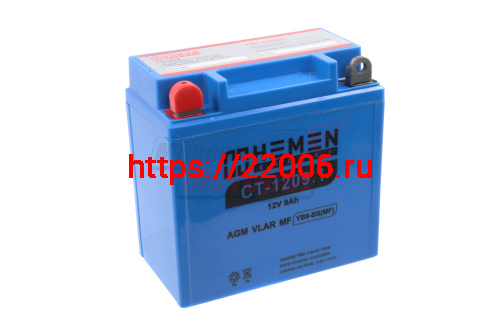 Аккумулятор 12В10Ач HEMEN ENERGY CT1210 (YB9-BS(MF) (кислотный, герметичный) (прямая полярн) (137*76*134мм)
