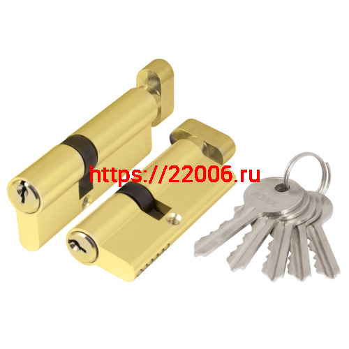 Цилиндровый Ajax (Аякс) механизм (AX102/70) AX1002Knob70 (30+10+30) PB латунь с вертушкой