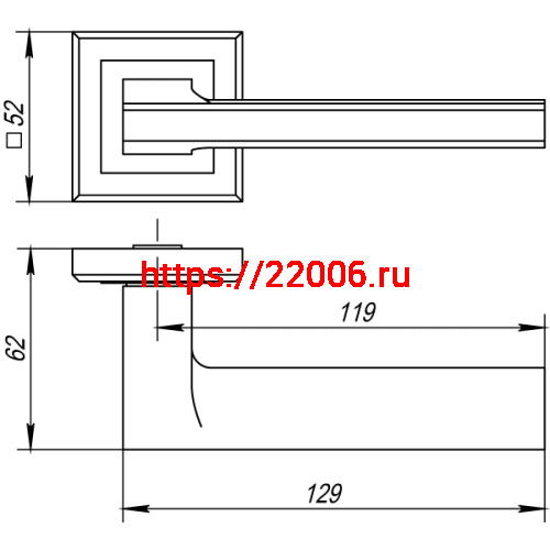 Ручка Punto (Пунто) раздельная K.QL52.BLADE (BLADE QL) GR/CP-23 графит/хром фото 3