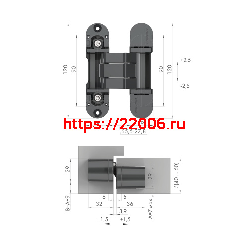 Петля Armadillo (Армадилло) скрытой установки U3D8000.VPG WH белый TECH фото 2