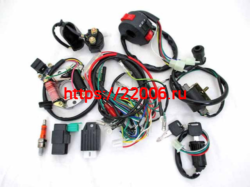 Проводка ATV (cdi, кат.заж, переключатель, замок, статор 2 кат., реле напр., реле стартера, свеча)