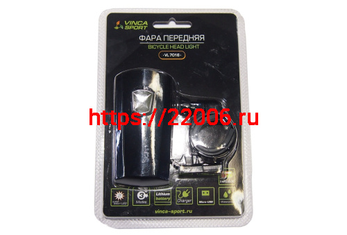 Фара Вело передняя, 2 суперярких диод, USB кабель, 3 реж.раб, инд.уп. Vinca Sport Фара Вело передняя, 2 суперярких диод, USB кабель, 3 реж.раб, инд.уп. Vinca Sport