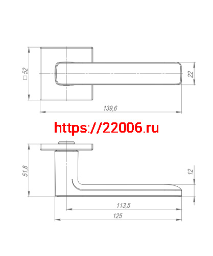 Ручка Punto (Пунто) раздельная K.ARC.Q52.VIVA GR-23 графит ТРОСИК фото 3
