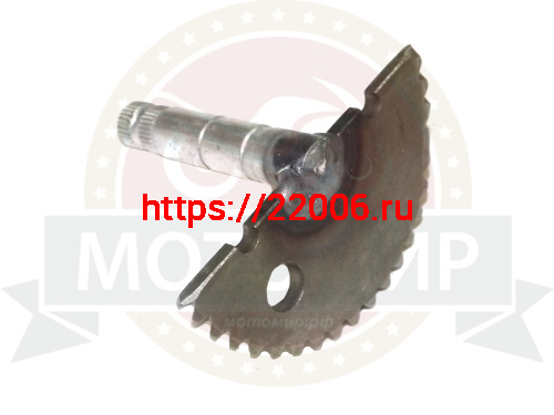 Вал кикстартера с сектором 4х такт. косозубый 139QMB длиный L-70мм (шлицов 31шт) фото 2 Вал кикстартера с сектором 4х такт. косозубый 139QMB длиный L-70мм (шлицов 31шт) фото 2