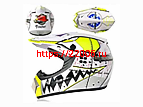 Мотошлем VIRTUE MD-905 Кросс белый с черно-салатовым рисунком (S)