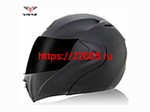 Мотошлем VIRTUE MD-808 трансформер с визором черный матовый с темным стеклом (XL)