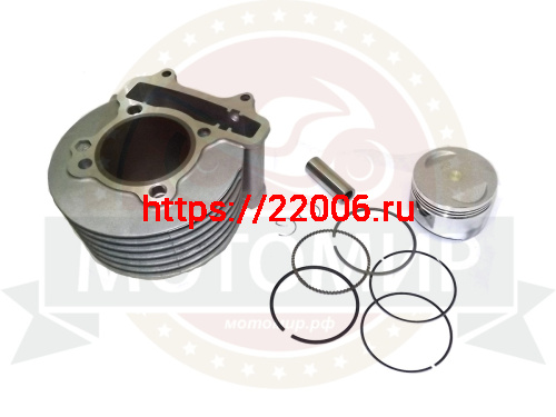 Цилиндр в сборе с поршнем 4-х такт.скут.(150см3) H90мм, h69мм 57,4 мм 157QMJ(цил+порш+пал D15mm+кол) фото 2