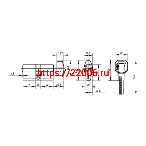 Цилиндровый Punto (Пунто) механизм MaxPro7002Knob70mm(25+10+35) SN никель 7key с вертушкой фото 4 Цилиндровый Punto (Пунто) механизм MaxPro7002Knob70mm(25+10+35) SN никель 7key с вертушкой фото 4