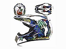 Мотошлем VIRTUE MD-905 Кросс белый с синим граффити (M)