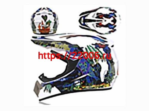 Мотошлем VIRTUE MD-905 Кросс белый с синим граффити (M)